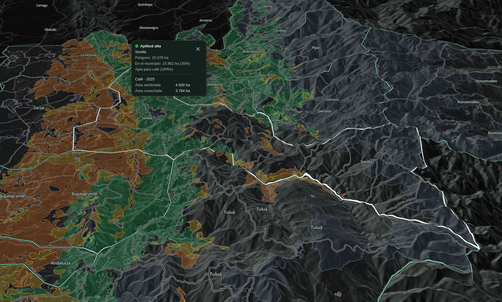 Mapa de Pergamino Abierto enseñando datos del UPRA